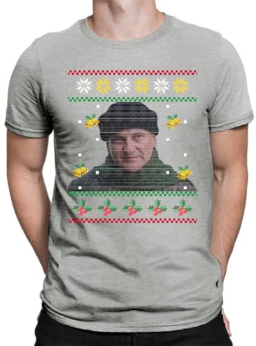 Harry Kevin Allein zu Haus - Weihnachten Ugly Sweater Herren T-Shirt, Grau, M