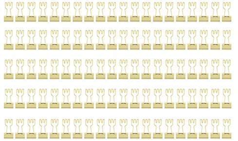 Aladeno 100 Stück gabelförmige Ordnerklammern, starke Klemmkraft, stabiles Metall, goldene Ordnerklammern, niedliche Ordner, niedliche Büroklammern, goldfarbene Ordnerklammern,