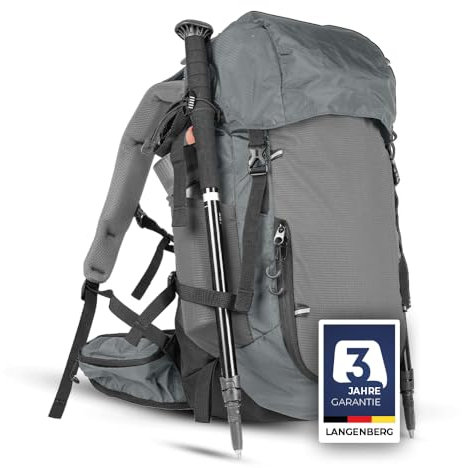 LANGENBERG Peak Wanderrucksack Herren und Damen - Tagesrucksack und Trekkingrucksack mit hohem Komfort und atmungsaktivem Mesh - 40L Premium Rucksack wandern - Outdoor Rucksack Grau