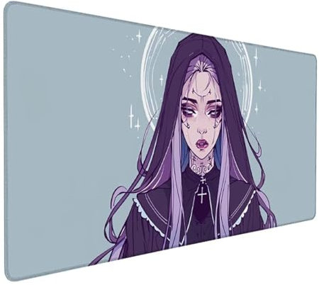Lila Mousepad XXL 900 x 400 x 3 mm, Groß Gaming Mauspad Karikatur Muster, Schreibtischunterlage rutschfeste Gummibasis, Wasserfest Mouse Pad Vernähte Kanten, Büro Deko, Geschenke für Frauen Z-842