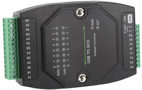 Elprico USB-zu-RS485-Adapter, 1200 Bit/s Bis 921600 Bit/s, USB-zu-RS485-Konverter, Typ C auf 8-Kanal-isolierter RS485-Seriell-Port-Adapter