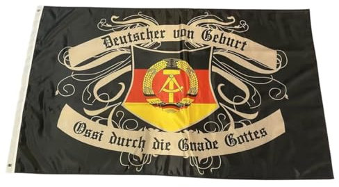Fahne DDR - Ossi durch die Gnade Gottes, 90x150 cm, Flagge, Banner, Ostdeutschland