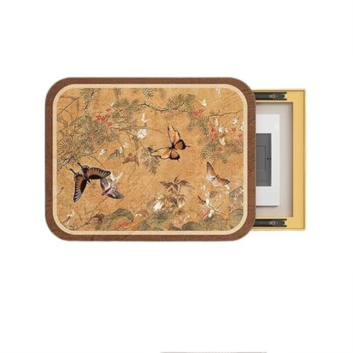 SXTYYH Chinesischer Stil Stromzählerkasten Dekorative Malerei Mit Uhr, Stromzähler Box Dekoration Wandmontiert Unterbrecherkasten-Abdeckung for Haus, Büro, Restaurant(60 * 45cm,Right Pull_A)