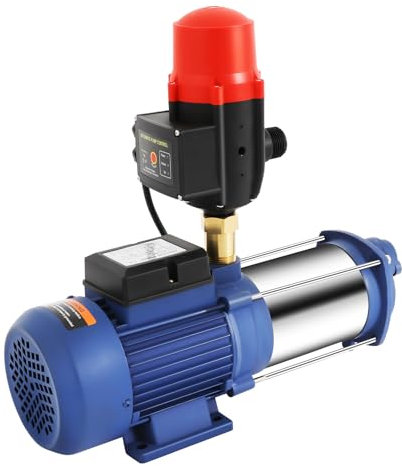 KinHall 2500W Blau Kreiselpumpe Gartenpumpe Hauswasserwerk mit Druckschalter 2850 U/min für Gärten, Springbrunnen,Teichen