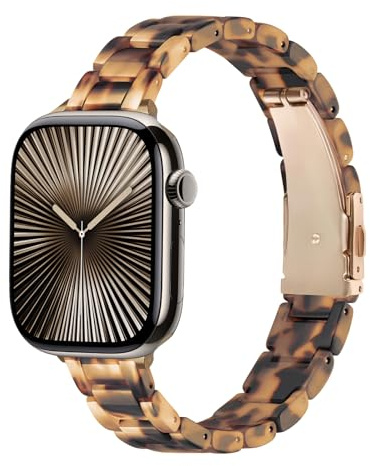 Slim Resin Strap Compatible With Apple Watch Strap Women 38mm 40mm 41mm 42mm 44mm 45mm 46mm, Thin Lightweight Bracelet Dressy Wristband For iWatch Band Women Series 10 SE 9 8 7 6 5 4 3