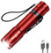 GEARLITE Taschenlampe LED Aufladbar, Superhelle Zoombare 2000 Lumen Mini Taschenlampen, 3 Modi, Lange Laufzeit, IP65 Wasserdicht Taktische Handlampe für Kinder Camping, Angeln, Notfall, Outdoor - Rot