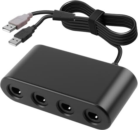 Jesiah Controller Adapter for GameCube Switch Wii U PC, 4 Port Game Controller Converter