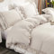 Wotcsil Bettwäsche Beige 135x200cm Rüschen Bettwäsche Uni Boho Sets Mikrofaser für Mädchen Damen Bettbezug Set Romantisch mit Reißverschluss und Kissenbezug 80x80cm