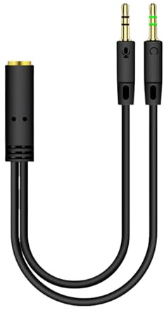 Splitter Klinke 3,5 mm – Doppelstecker mit Buchse, für Kopfhörer und Mikrofon, vielseitiges Audio-Zubehör für Computer, Telefon und mobile Aufnahmen