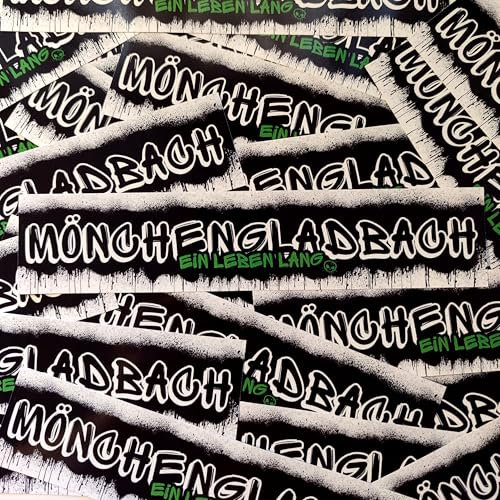 Fan-Kultur Xperience 100x Mönchengladbach Sticker/Aufkleber 'Ein Leben lang'/ Gladbach/Fußball Fanartikel/ 19,6x4,2 cm/PVC/wetterfest