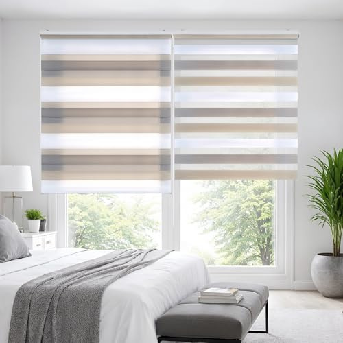 STORESDECO Doppelrollo mit Bohren 250H x 80B cm für Fenster & Türen - Zuverlässiger Lichtschutz & Sichtschutz - Kindersichere Rollos für Fenster mit Bohren & Einfacher Montage - Made in Europe