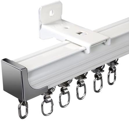 Aluminium-Vorhangschiene für den Außenbereich, weiße Decken- und Wandhalterung, perfekt für Wohnmobil, Badezimmer, verstellbare Länge 70–600 cm (2,40 m)