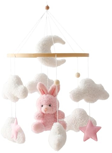 Krippen-Mobile für Babys, Hase und Wolke, Filz-Windspiel, Mobile-Aufhänger, niedliches Cartoon-Baby-Spielzeug für Babyschlafzimmer, Decken-, Spielzeug-Dekoration für Neugeborene|Schlafschnuller