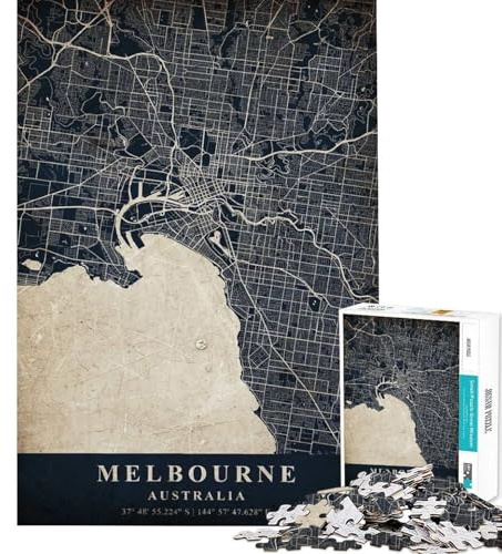 Jigsaw Puzzle 1000 Piece for Adults Melbourne Australia Train Visual Focus Sharp Joint Play Leisure Time Fun Festive Scene Art (38x26cm)