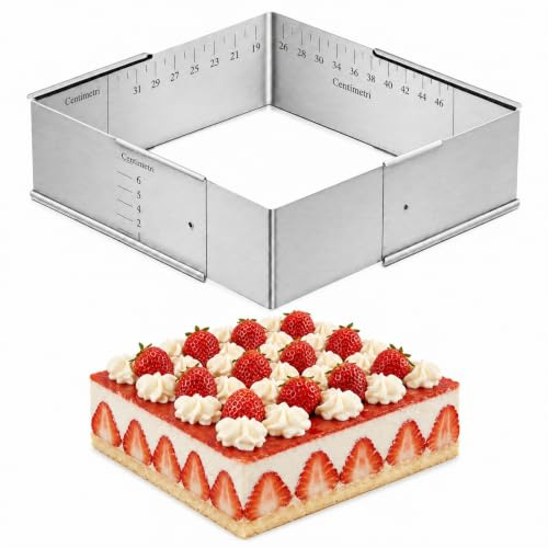 Cornice Rettangolare Regolabile, Stampo per Torte in Acciaio Inox