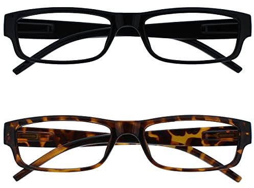 OPULIZE Die Lesebrille Unternehmen Schwarz & Braune Schildpatt Leicht Leser Wert 2er-Pack Herren Frauen RR32-12 +1,50