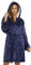 Just Love Velours-Bademantel mit Kapuze für Damen mit Sherpa-Kapuze, Marineblau mit Sherpa-Kapuze, Medium