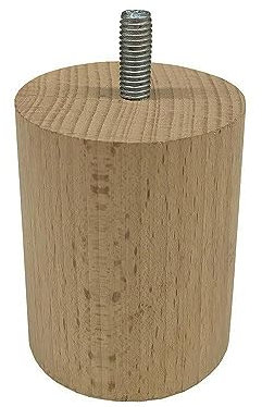 Furniture Legs Europe Lot de 4 pieds de meuble ronds en bois, hauteur 7 cm (M8), bois de qualité supérieure et durable, avec vernis de protection transparent