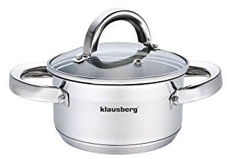 Klausberg Topf mit Deckel in vielen Größen 0.5L bis 14L Kochtopf Töpfe Induktion Edelstahl (0.5L)