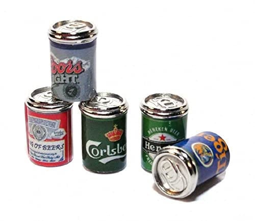 Melody Jane Dolls House 5 Beer Cans Ale Tins Miniature 1:12 Metal Pub Drinks Shop Accessory