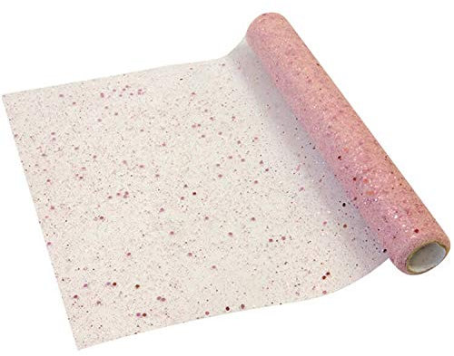 Générique CT104-1 Chemin de Table Rose Gold Tulle pailleté 28cm x 5m (Anniversaire, Mariage, baptême, NOËL, Nouvel an, Autres fêtes)