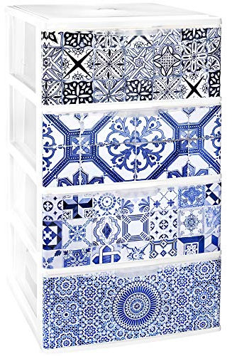 TODO HOGAR - Cajonera Apilable Plastico - Modelo Iris - Decorado Alhambra (Largo-380 Ancho-370 Alto-626)