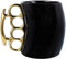 Knuckle Duster Ceramic Cup, Funny & Friends Mug - White & Black (Black Cup with Gold Handle)