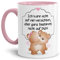 Tassendruck Bärchen-Tasse mit Spruch - Ich kann auf viel verzichten - Kaffeetasse/Liebe/Partner/Geschenk-Idee - Innen & Henkel Rosa
