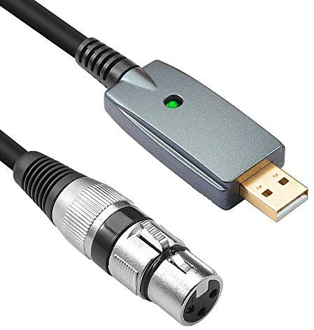 Disino XLR Female to USB Mic Link Converter Cable for Microphones or Recording Karaoke Sing, 6 Feet