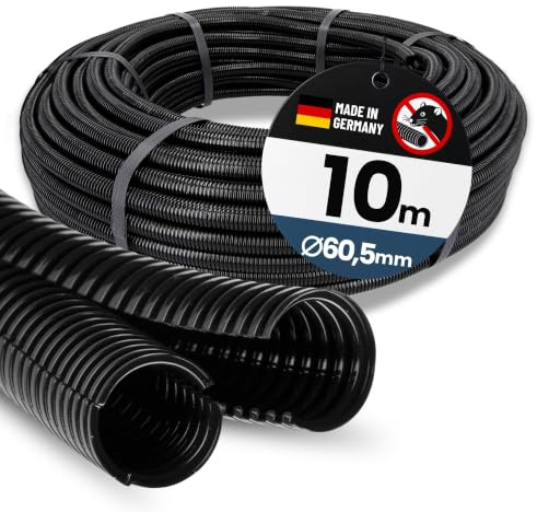 Kalitec 10m Wellrohr Twin NW 70 - Wellschlauch zweiteilig - Kabelschutz | UV-beständiges Solarwellrohr aus Polypropylen - Marderschutz und Leerrohr für Außenbereich - AD 78mm ID 60,5mm - Schwarz