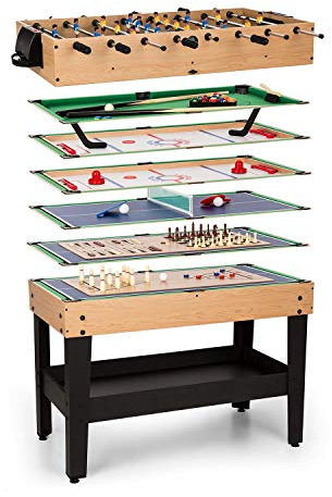 Oneconcept Game-Star - Mesa multijuegos Adultos con Altura Regulable, Mesa futbolín con Reglas detalladas, 105 x 71 x 58 cm, Incluye 15 Juegos, Antracita