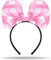 Hatstar Haarreifen mit Maus Ohren | Mouse Ears in schwarz mit rosa Schleife und weißen Punkten | Kopfschmuck Karneval & Fasching | Haarrschmuck für Kinder und Erwachsene rosa-weiss