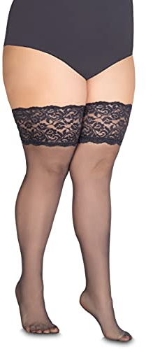 Annes styling Cecile Femmes Dentelle Sheer Cuisse Haute Bas Opaque Tenue 20 Deniers avec Silicone Antidérapan,taille unique,Blanc,