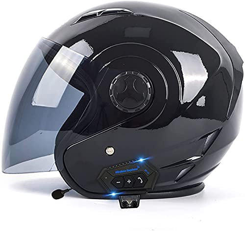 Bluetooth Integrado Semiabierto, Casco De Motocicleta con Visera, Casco Homologado ECE, Casco De Motocicleta para Hombres Y Mujeres B3,XL