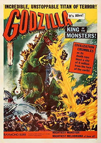Vintage Godzilla King Of The Monsters Poster Classic 1956 Original Horror/Monster Movie Prints For Cinema Rooms Office Man Cave (29.7x42cm)