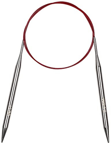 Coopay Aguja de Tejer Circular de 100 cm, Alambre Flexible, Aguja de Tejer Circular Fija de Metal para Proyectos como Mantas, para Manos Artritis, 8mm