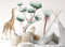 OsomhomeSAVANNA SPIRIT XL Wandaufkleber für Kinder, Safari, Savanne, Giraffe, Gepard, Affen, Tiger, Elefant, Bäume, Aquarell (os4060)