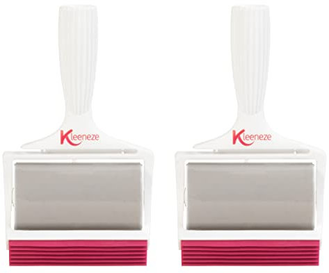Kleeneze COMBO-8104 Handheld-Gel-Fusselrolle - Set aus 2 Klebrigen Gel-Rollen, Haarentferner mit integriertem rakel für tiefes Reinigen, sammelt Tierhaare und Fusseln, waschbar und wiederverwendbar