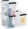 SmartStore Cajas de almacenamiento de plástico grandes de 52 L con tapa, paquete de 3, reforzadas, transparentes, seguras para alimentos, con cierre de clip, apilables y apilables, sin BPA, 50 x 39 x