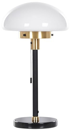 Beliani Klassische Tischlampe aus Eisen und Glas schwarz gold weiß runde Form Minija