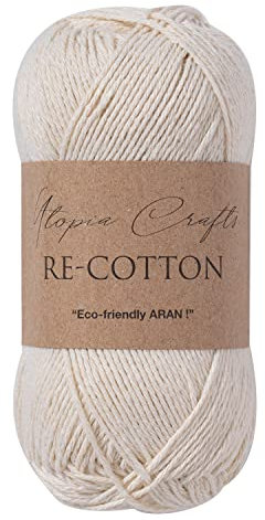 Utopia Crafts Re-Cotton Knitting Yarn, 100g (Cream)