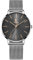 Alienwork Armbanduhr Damen Silber Metall Mesh Armband Edelstahl Grau Ultra-flach dünn