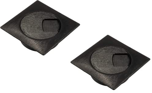 Gedotec Passe-câbles de bureau en plastique ABS robuste | 2 passages de câbles carrés 80 mm | PLAZA | Boîte de câble noire | Gaine de câble rectangulaire pour enfoncer | Passe-câbles bureau