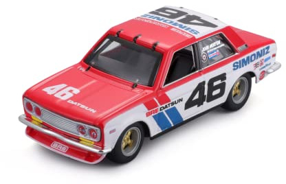 Bburago - Race Collection Crystal - BRE Datsun 510-1:43 Scale Miniature Race Car - Toy for Kids - Collectable from 3 years old
