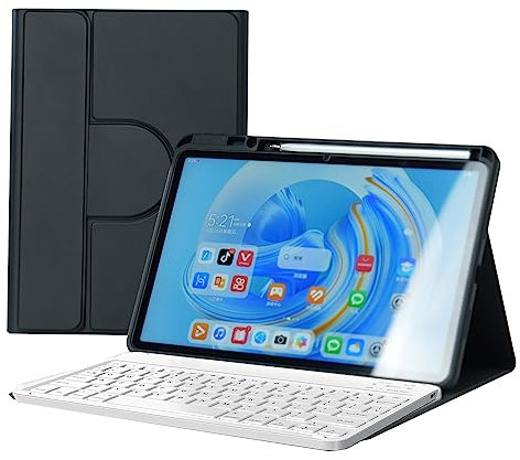 HLTOOP Tastatur Hülle für Huawei Matepad 10.4, 360° Drehbare Magnetische Hülle Mit Stifthalter, Abnehmbare Bluetooth-Tastatur (Deutsches QWERTZ Layout),Schwarz