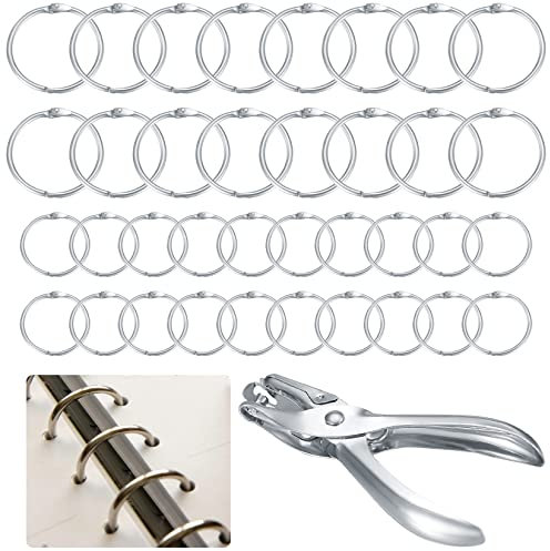 100 Stück Buchringe, 25 mm & 35 mm Buchbinderinge, Loseblatt-Verbindungsringe, Metallringe Silber für Memo-Tablett, Schlüsselanhänger, Namensschilder, Fotoalbum, Schlüsselring