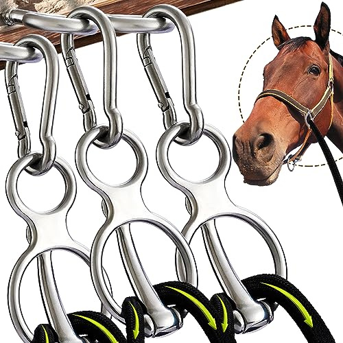 KUNBEIEN 3PCS Horse Tie Ring, Safe Tie Horse Supplies, Humane Way Tie Ring, Magnetic Ring for Tying and Retracting, Helps Horse Pull Back and Releases Stress from The Horse