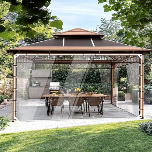 BeGrit 2.5m x 3m Transparente Plane mit ösen 430gsm wasserdichte PVC Durchsichtige Plane Balkon Regenschutz Ohne Bohren Windschutz Abdeckplane Terrasse für Pavillon Gartenmöbel Hutch Dach Camping