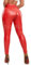 TIOKFLW Kunstleder Leggings Damen Mit Innenfleece, High Waist Lederimitat Hose, Leder PU Pants Sexy Warm Winter, Lederoptik - Rot XL