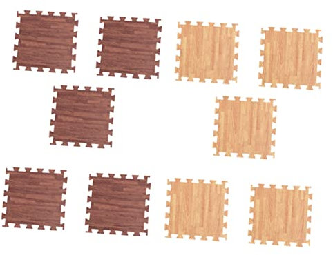 BESPORTBLE 10pcs Soft EVA Interlocking Floor Mats 30x30cm Wood Grain Puzzle Tiles for Playroom Anti-Slip Flexible Cushioning for Indoor Fitness Living Room Bedroom Gym Random Style
